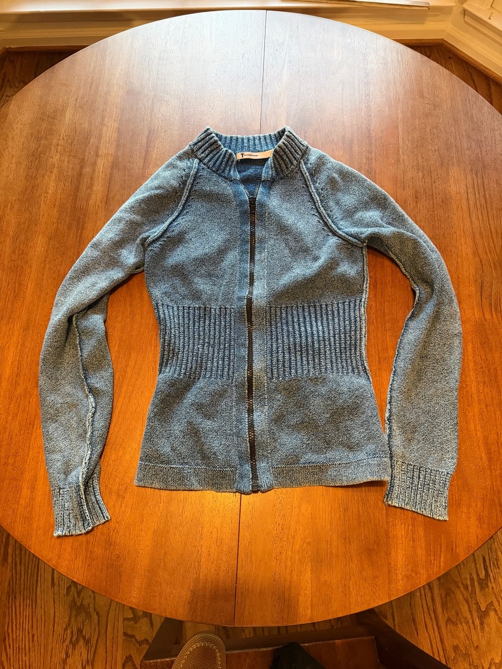Alexander Wang Denim-Blue Zip Cardigan Sweater